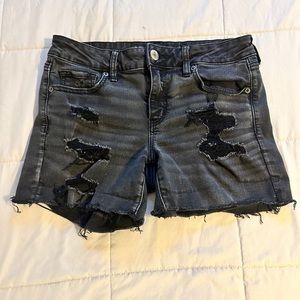 American Eagle Black Denim Distressed shorts